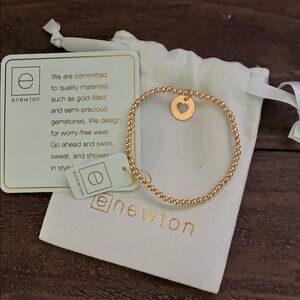Newton Gold Beaded Bracelet with Heart Charm